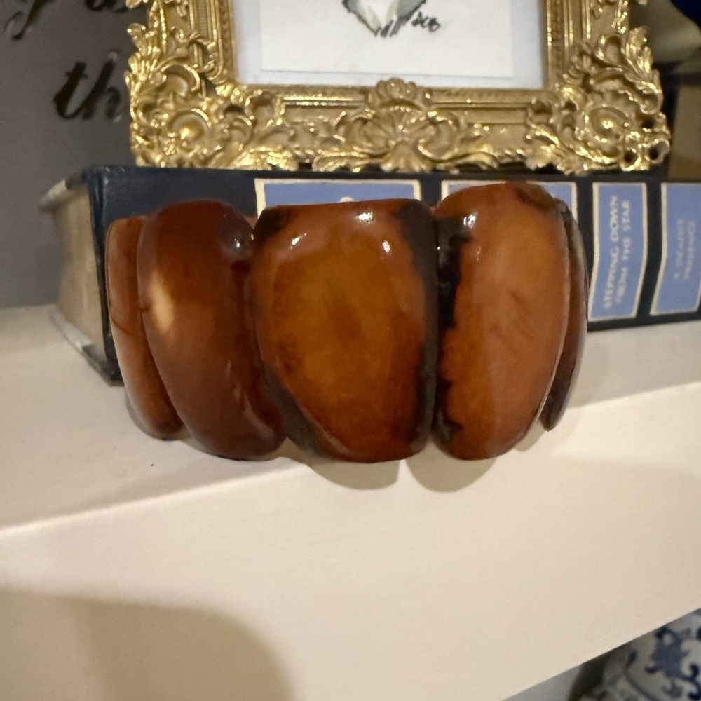 Vintage Chunky Brown Bracelet - Stretch Bracelet - Picture 5 of 7